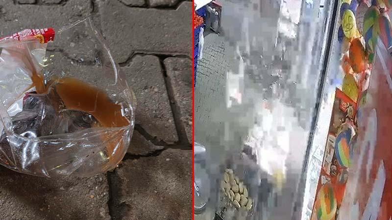 Sıcağın etkisiyle sirke dolu pet şişenin patladığı an kamerada